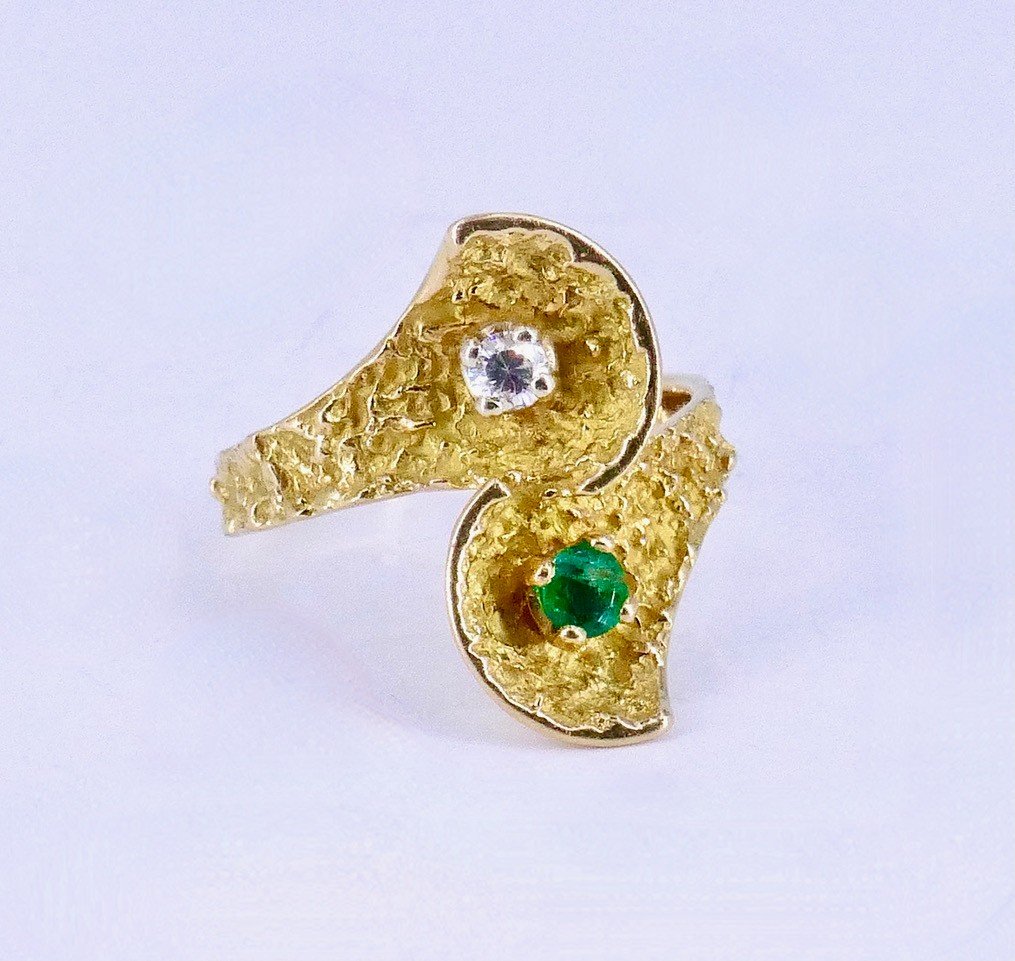 Toi Et Moi Emerald Diamond Ring 1970