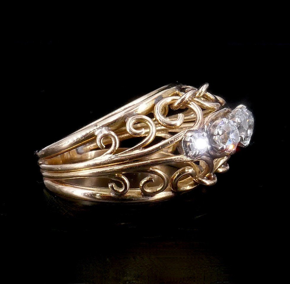 Bague Or Platine Diamants 1950-photo-1
