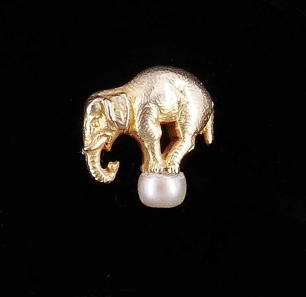 Elephant Tie Pin In Gold Late 19th Century -photo-1