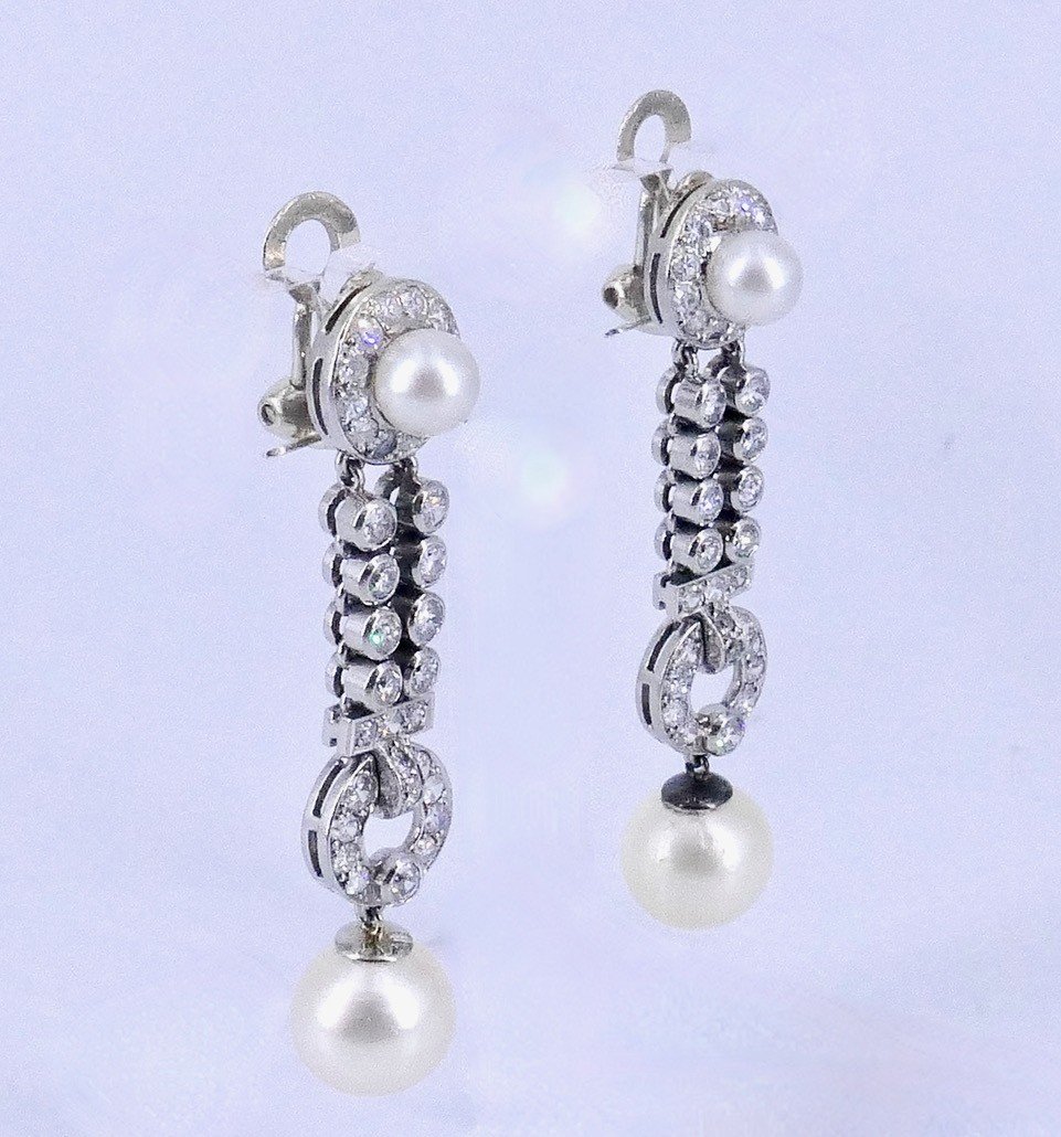 Art Deco Diamond And Pearl Ear Clips-photo-4