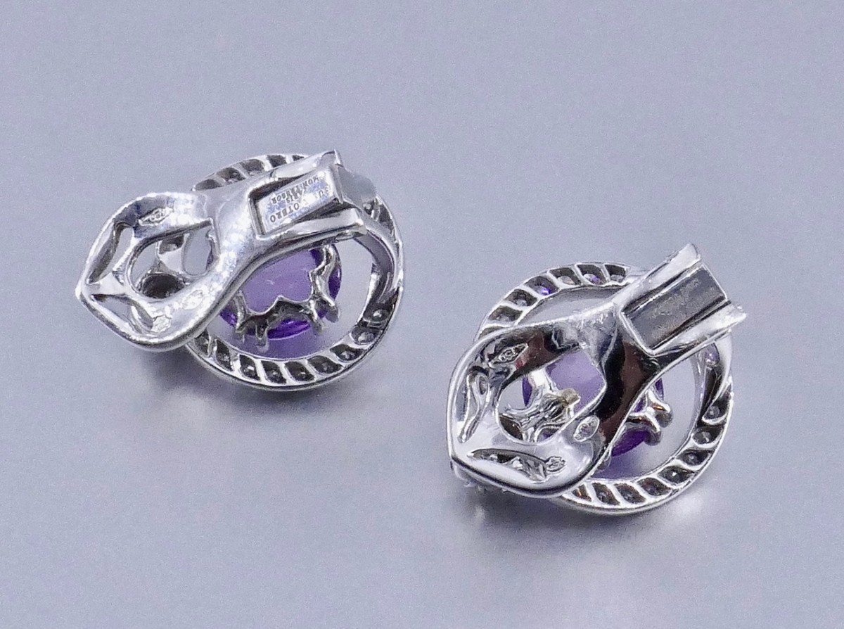 Susie Otero White Gold Diamond And Amethyst Ear Clips -photo-4