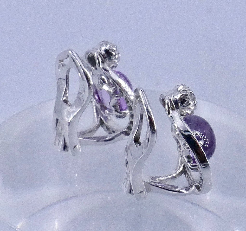 Susie Otero White Gold Diamond And Amethyst Ear Clips -photo-3