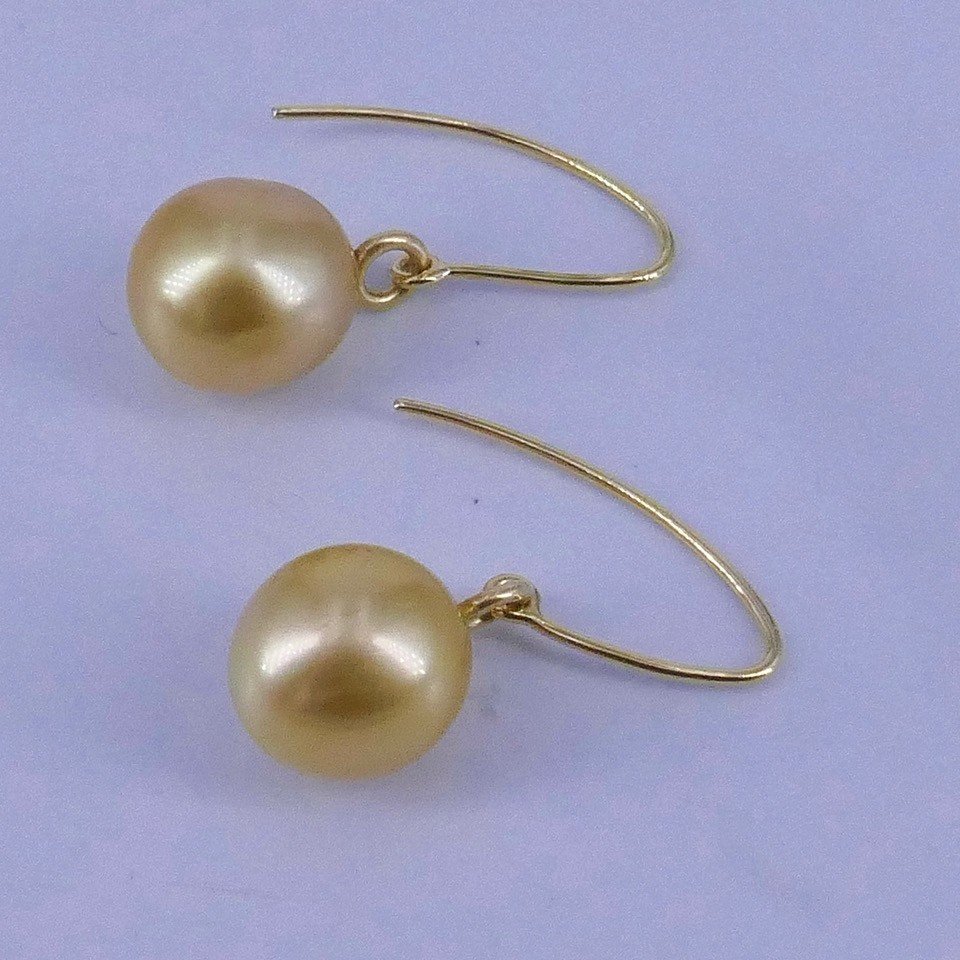 Boucles d'Oreilles Or Perles De Culture Dorées -photo-2