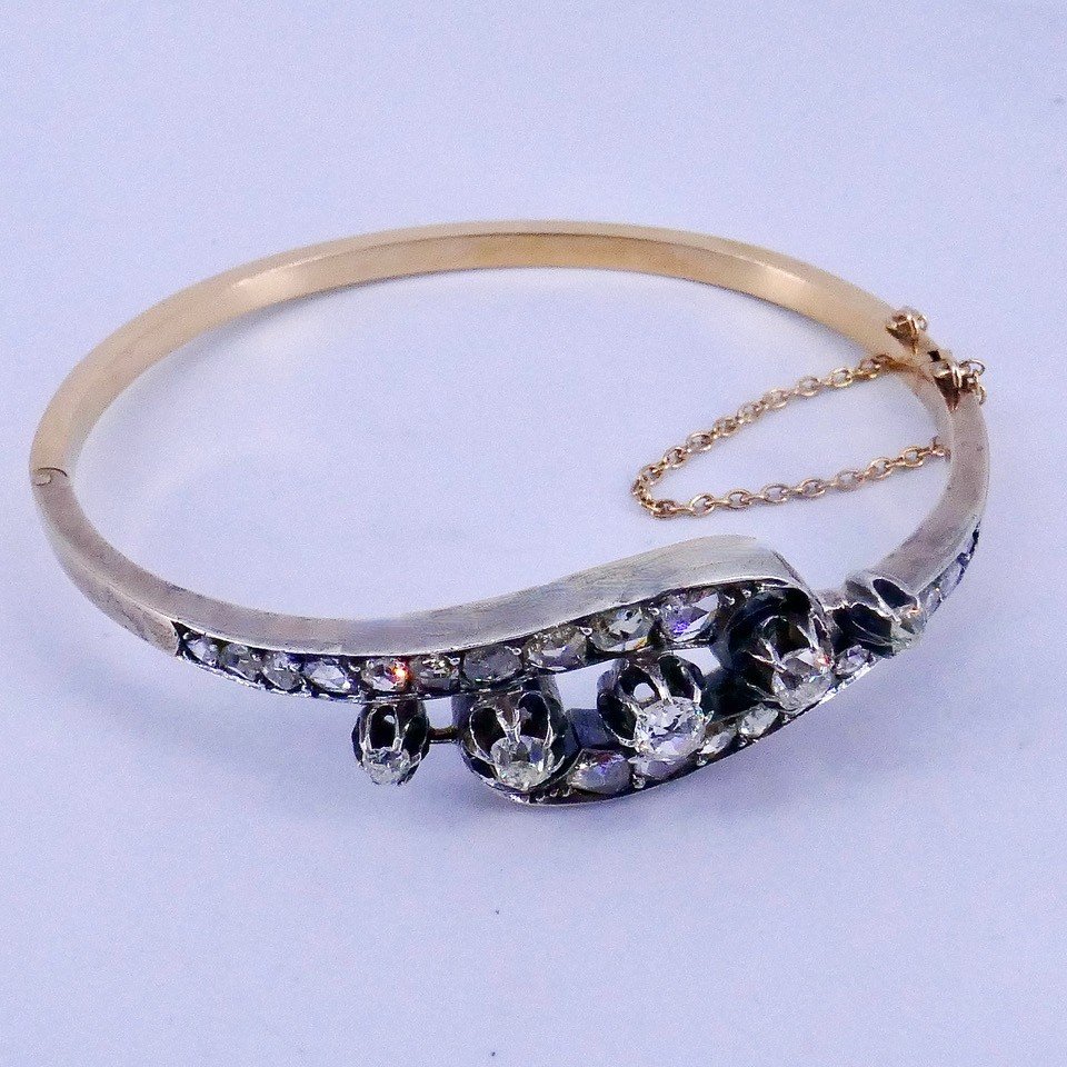 Bracelet Napoléon III Or Argent Diamants -photo-4
