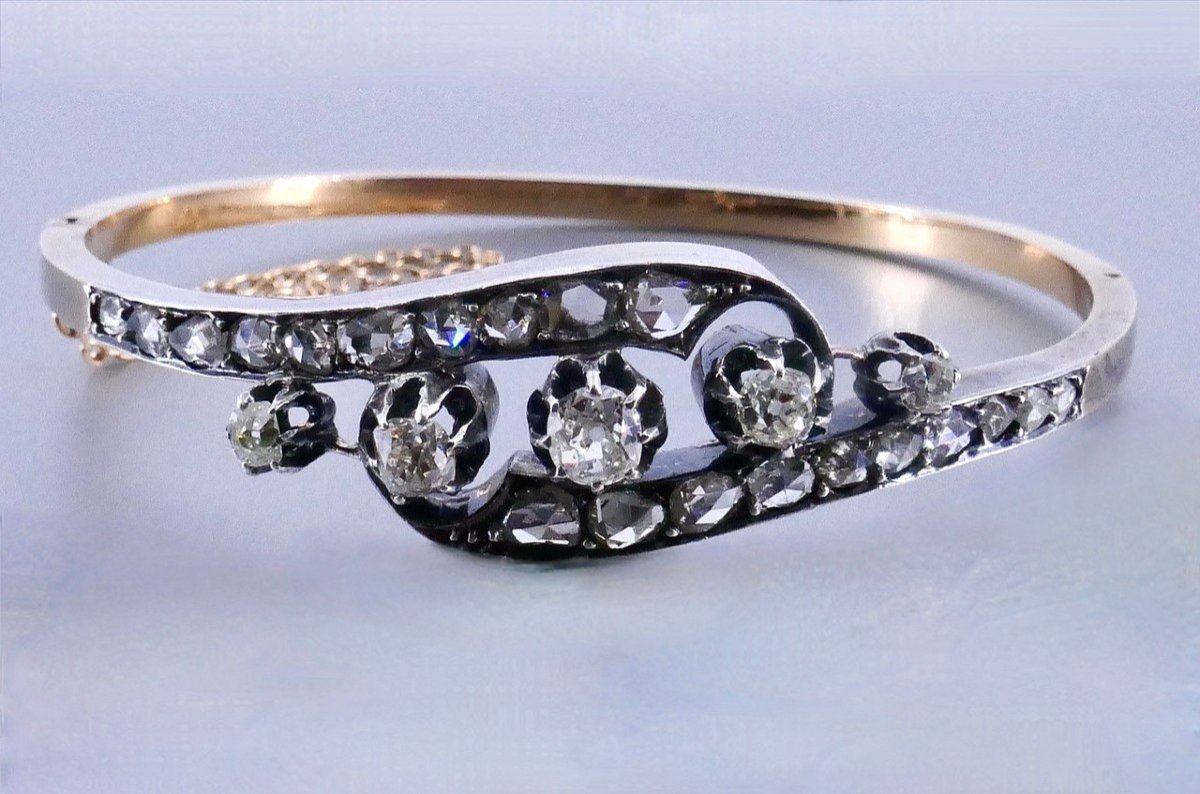 Bracelet Napoléon III Or Argent Diamants -photo-7