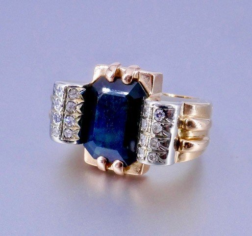 Tank Ring 40s Octagonal Sapphire -photo-2