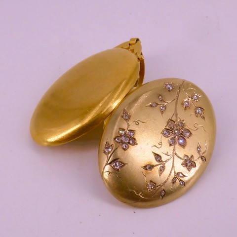 Pendant Yellow Gold 18k XIX Century Rose Cut Diamonds -photo-4