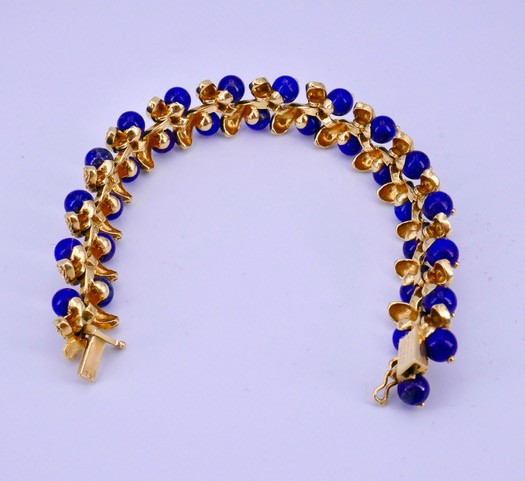 Van Cleef Bracelet Mistletoe Model Gold Lapis Lazuli -photo-2