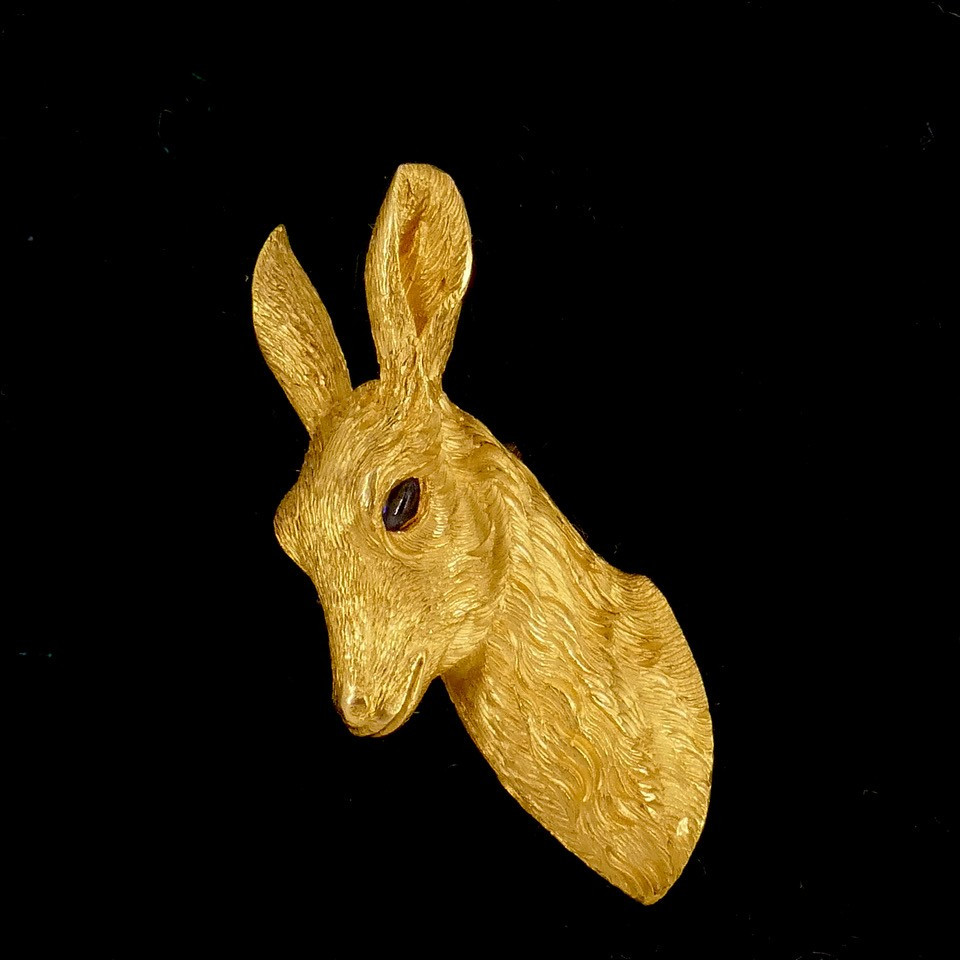 Broche or jaune Cerf Hermès par Georges Lenfant -photo-2