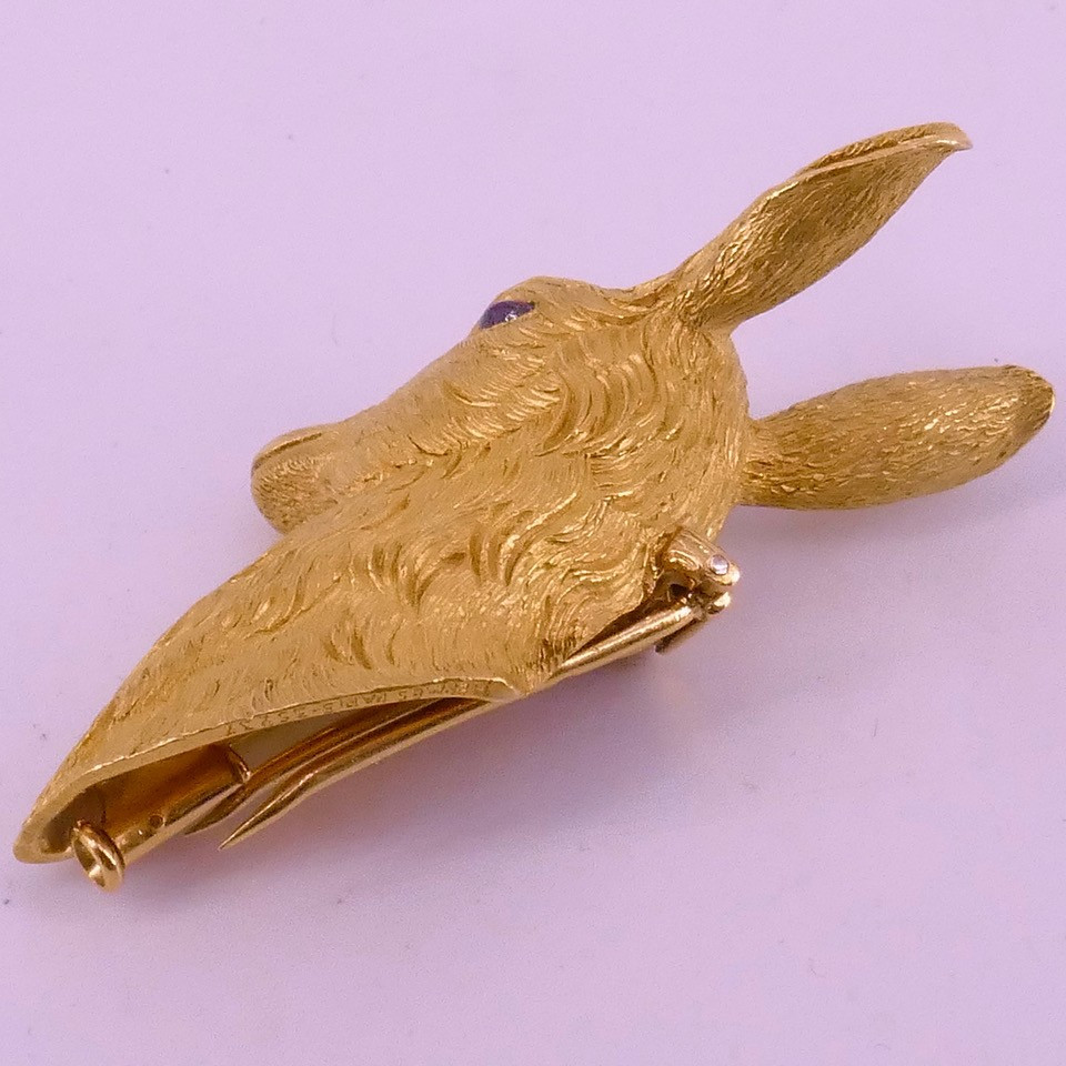 Broche or jaune Cerf Hermès par Georges Lenfant -photo-4