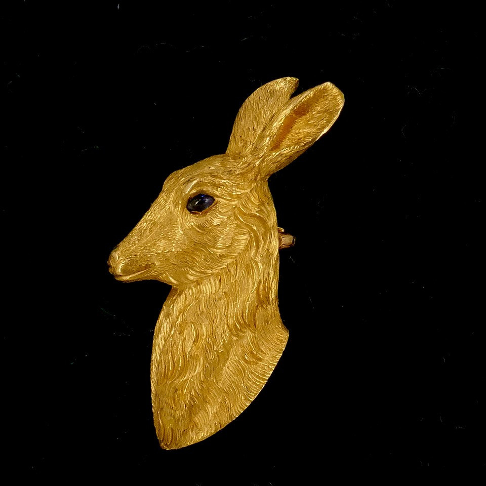 Broche or jaune Cerf Hermès par Georges Lenfant -photo-3