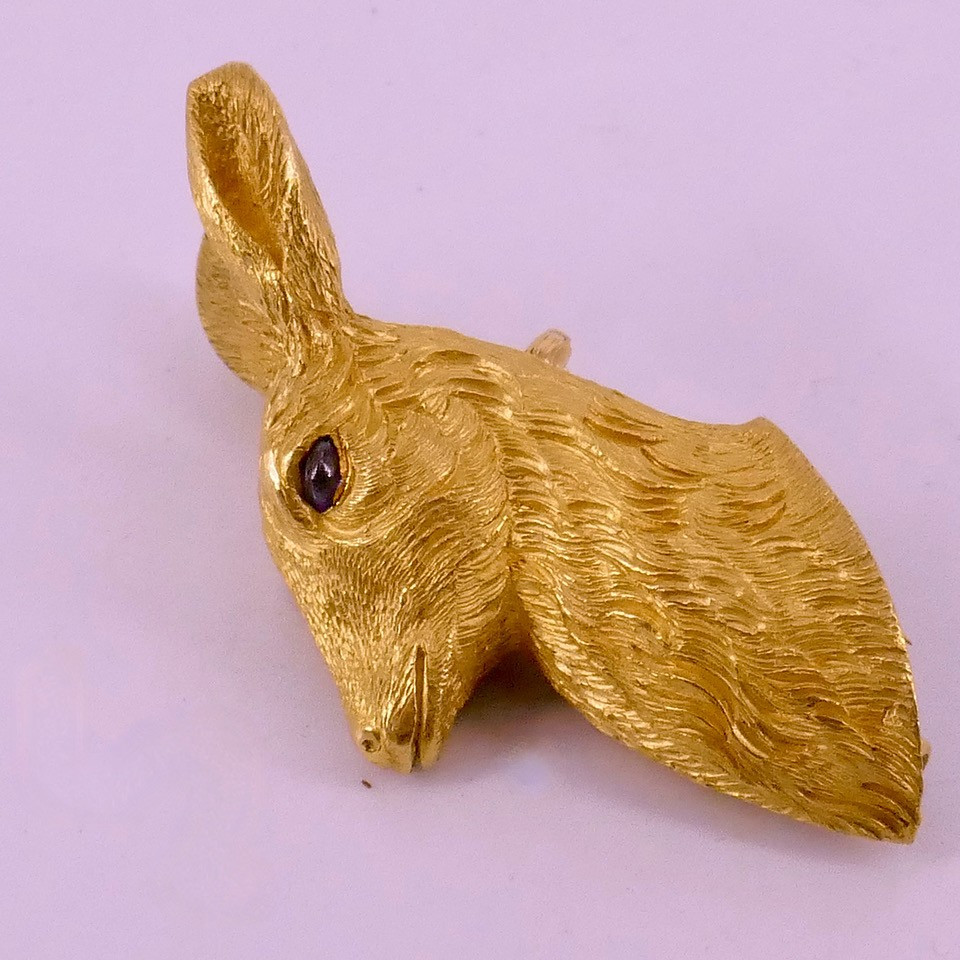 Broche or jaune Cerf Hermès par Georges Lenfant -photo-2