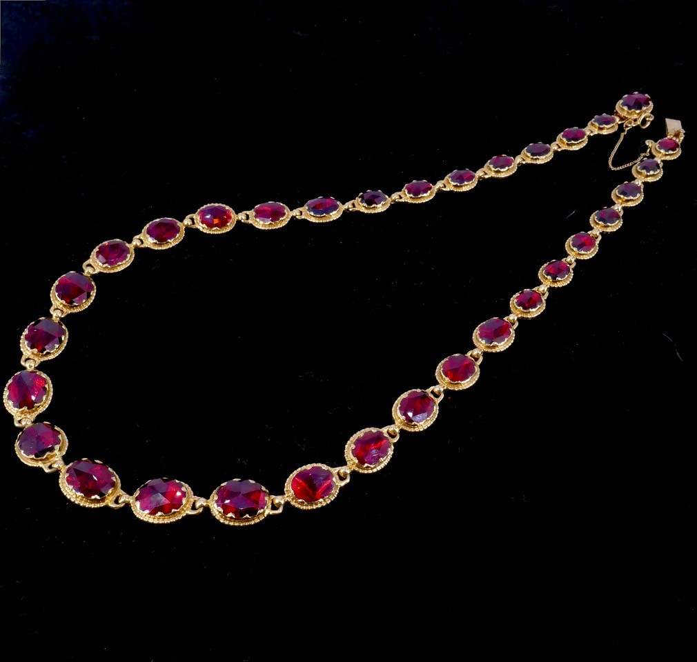 Collier de Perpignan or jaune grenats-photo-2