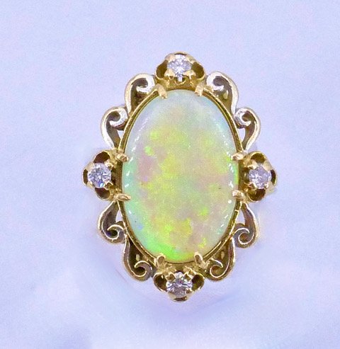 Opal, Gold, And Diamond Ring From The 1960s/70s-photo-1