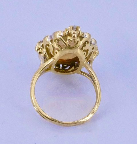 Opal, Gold, And Diamond Ring From The 1960s/70s-photo-2