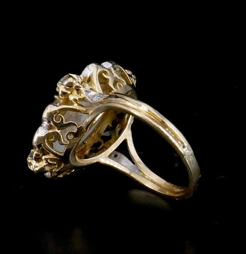 Opal, Gold, And Diamond Ring From The 1960s/70s-photo-3