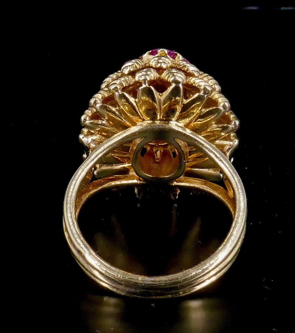 Bague cocktail 1950 or jaune rubis-photo-4