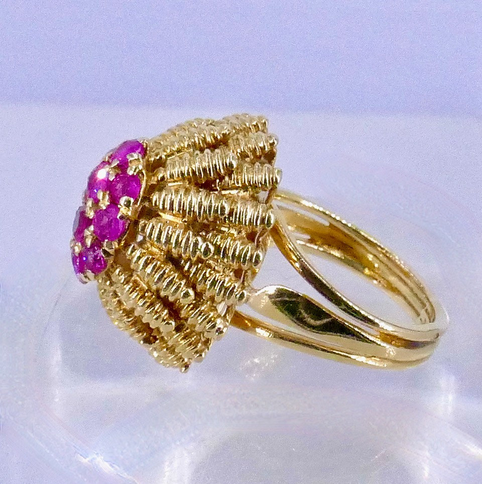 Bague cocktail 1950 or jaune rubis-photo-1