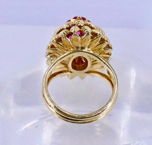 Bague cocktail 1950 or jaune rubis-photo-3