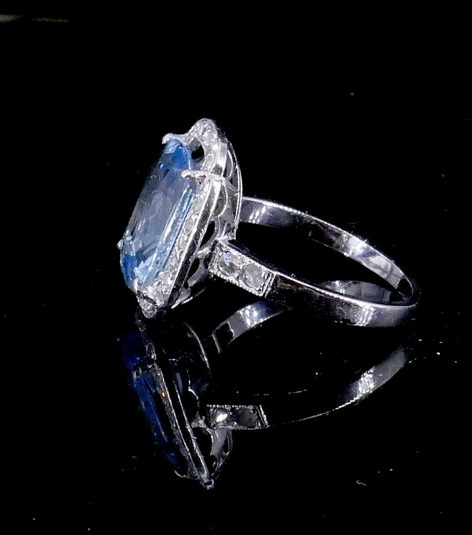 Art Deco Ring With Aquamarine And Diamonds -photo-4