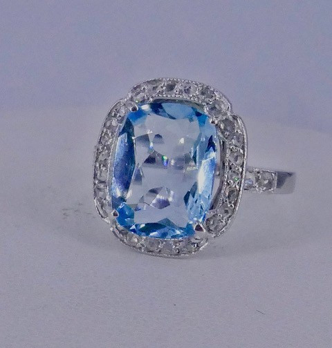 Art Deco Ring With Aquamarine And Diamonds -photo-6