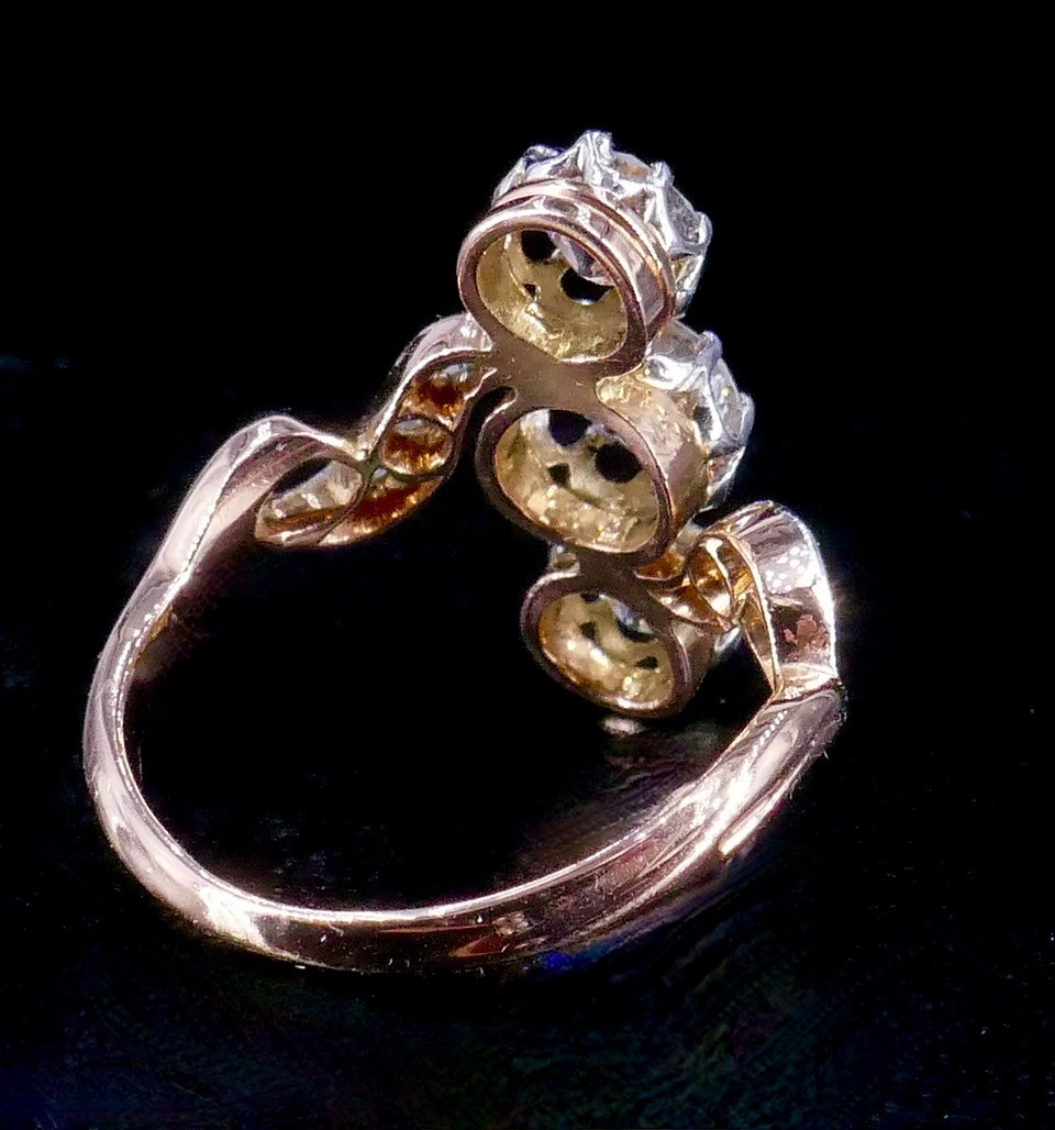 Bague fin XIX ème Trois diamants -photo-3
