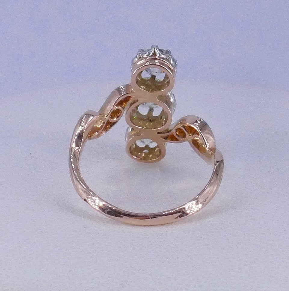 Bague fin XIX ème Trois diamants -photo-1