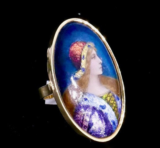 Oblong Ring, Limoges Enamel