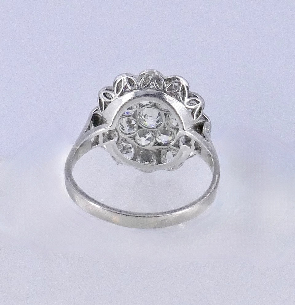 Bague marguerite 1930 or et platine et diamants -photo-1