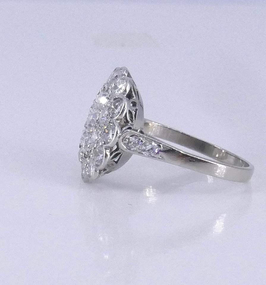 Bague marguerite 1930 or et platine et diamants -photo-2