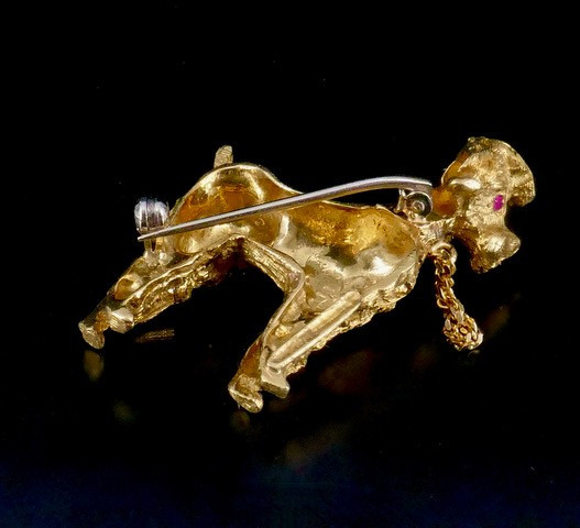 Broche caniche or rubis 1960-photo-3