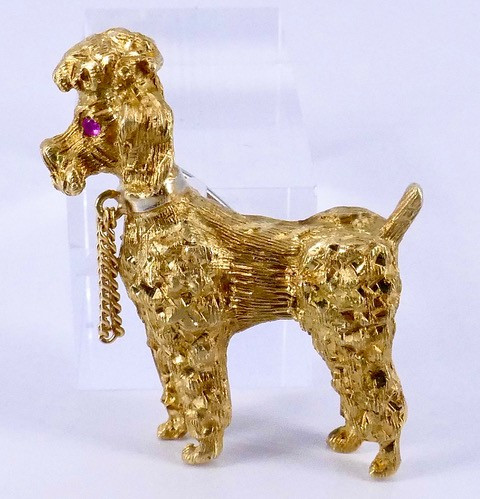 Broche caniche or rubis 1960-photo-4