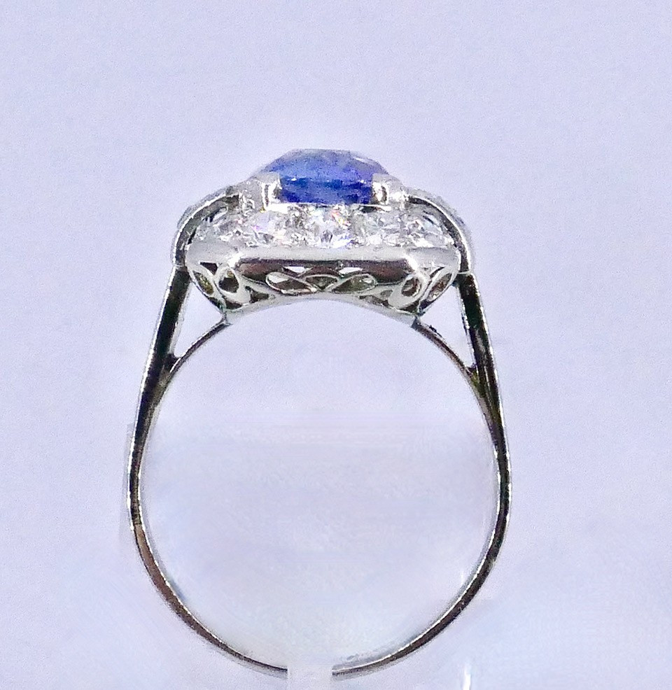 Bague Art déco saphir ceylan -photo-3