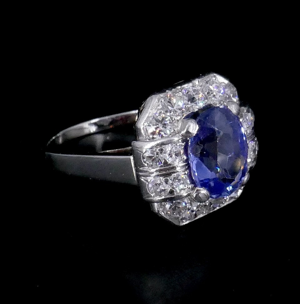 Bague Art déco saphir ceylan -photo-2