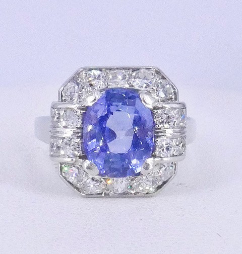 Art Deco Ceylon Sapphire Ring 