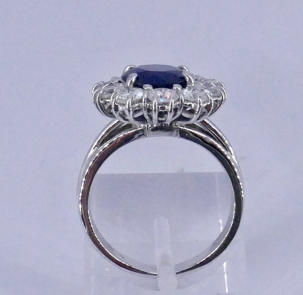 Bague marguerite saphir diamants -photo-4