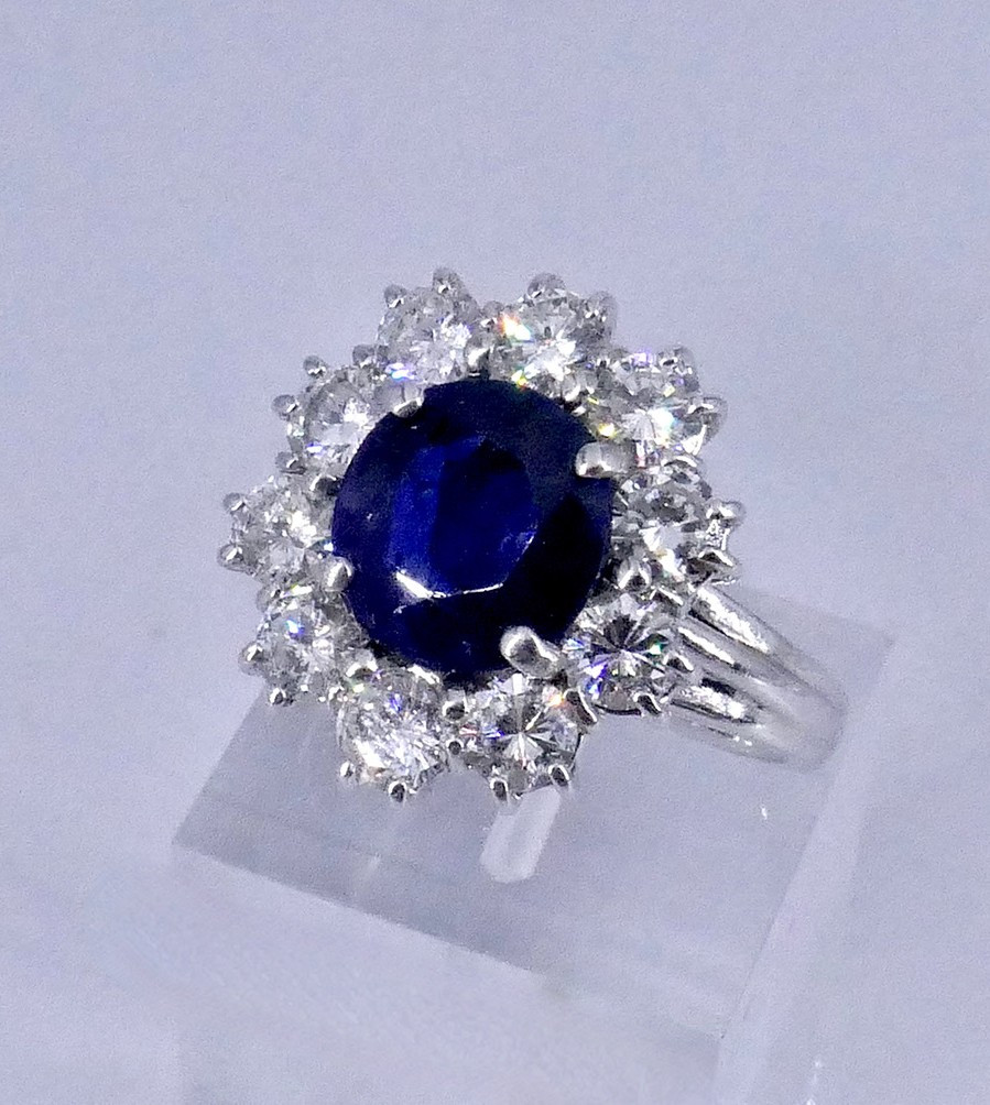 Bague marguerite saphir diamants -photo-1