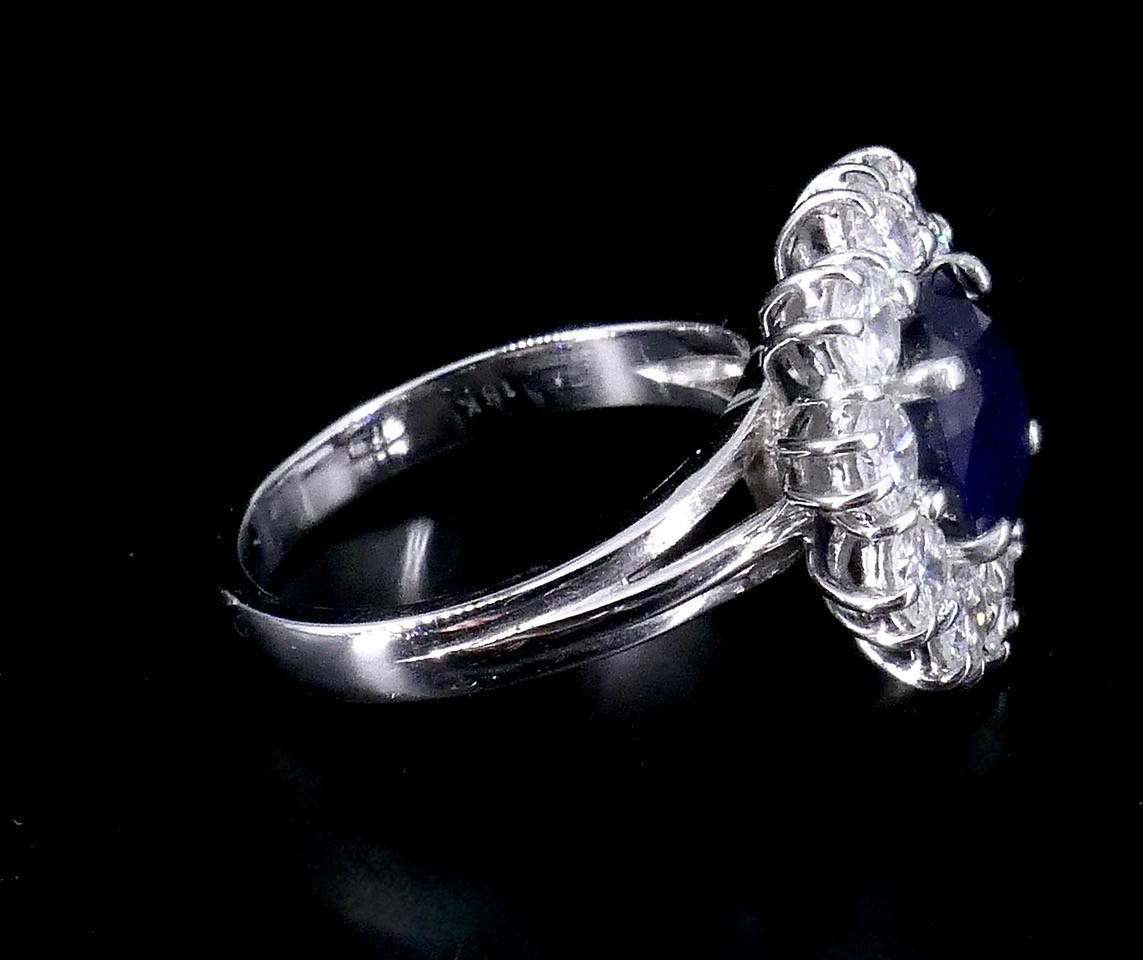 Bague marguerite saphir diamants -photo-2