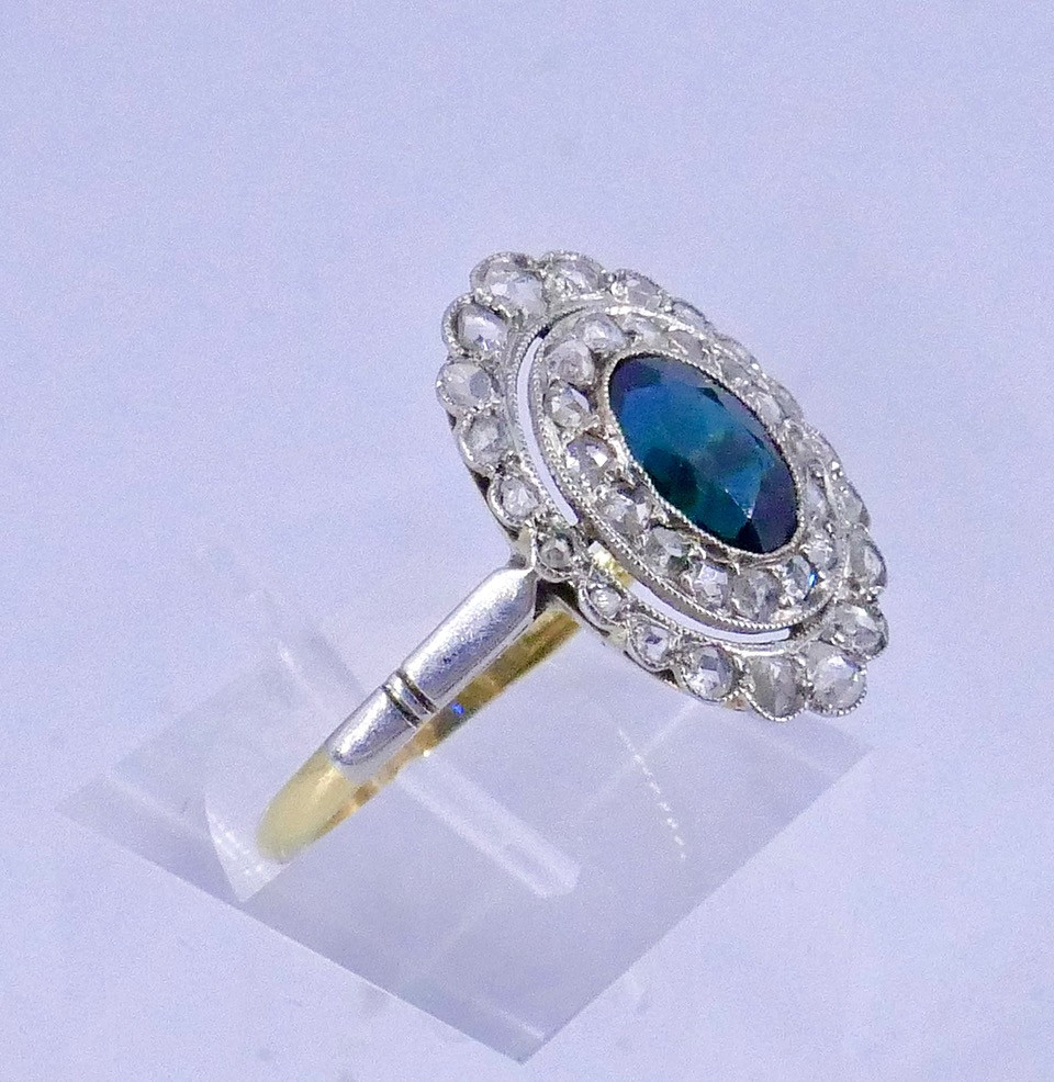 Pompadour Ring, Gold, Platinum, Sapphire, Diamonds, 1930s-photo-2