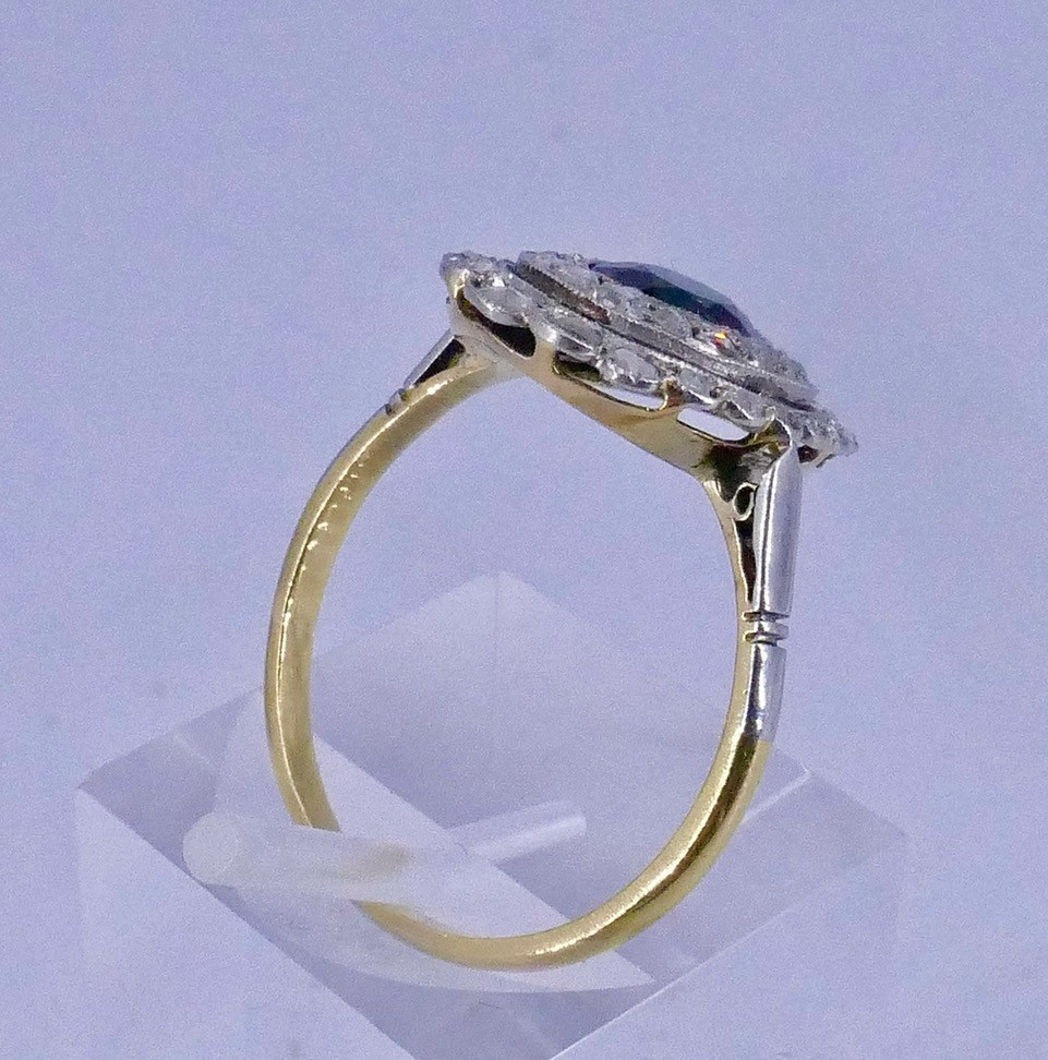 Pompadour Ring, Gold, Platinum, Sapphire, Diamonds, 1930s-photo-3