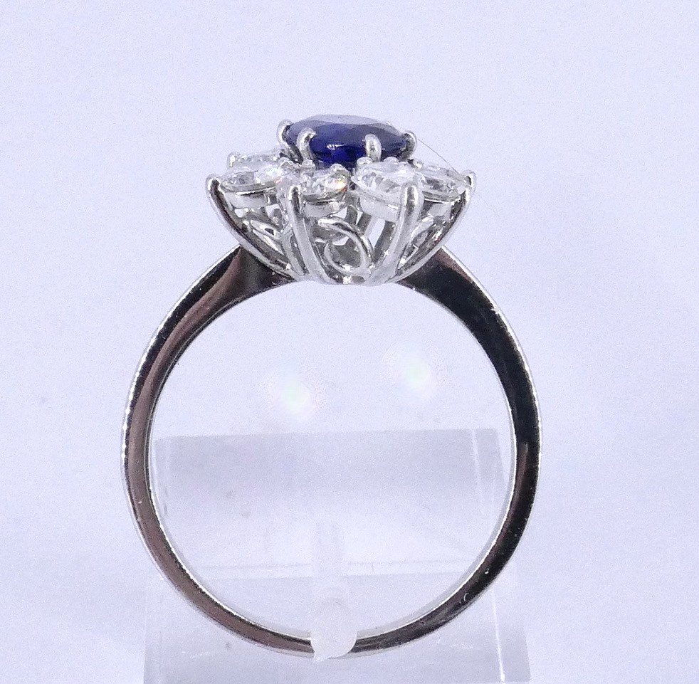 Bague marquise diamants saphir années 70-photo-1