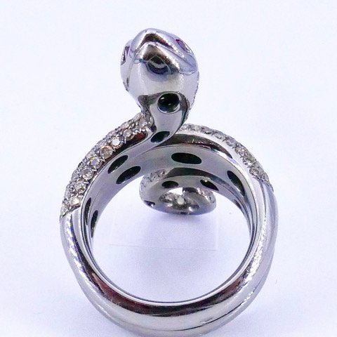 Bague serpent or noir diamants -photo-1