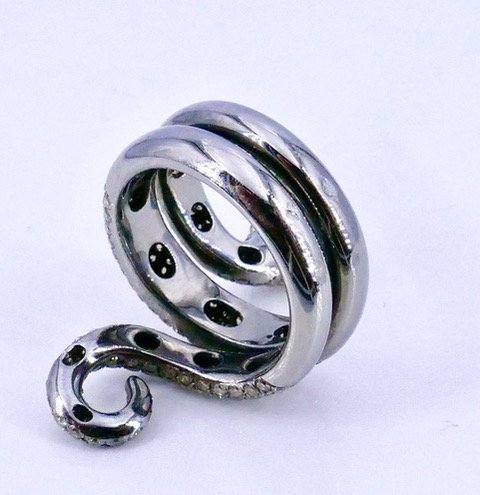 Bague serpent or noir diamants -photo-2