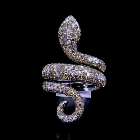Bague serpent or noir diamants 