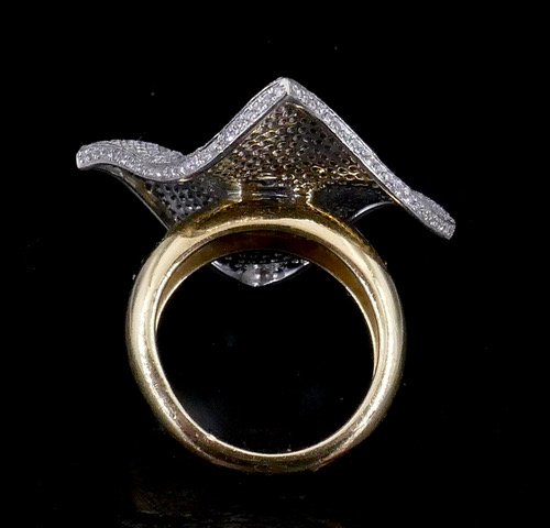 Bague  "Vague" 2 ors diamants -photo-2