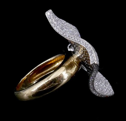 Bague  "Vague" 2 ors diamants -photo-3