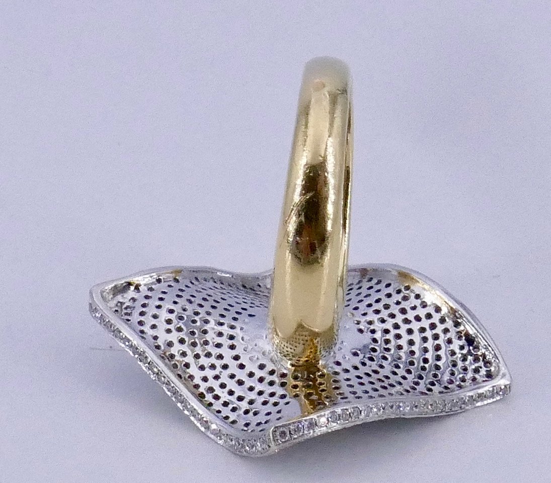 Bague  "Vague" 2 ors diamants -photo-2