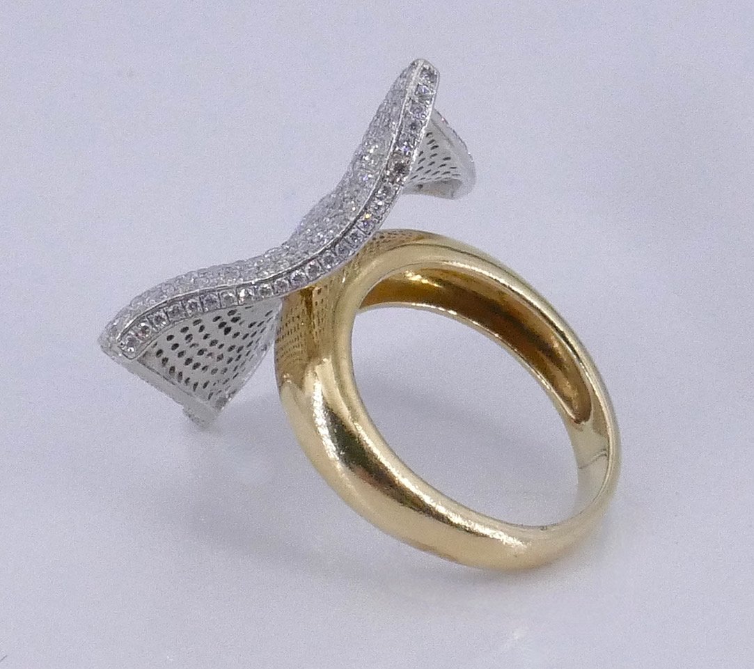 Bague  "Vague" 2 ors diamants -photo-4