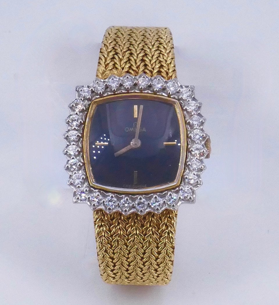 Montre 2 ors Omega diamants années 60-photo-3