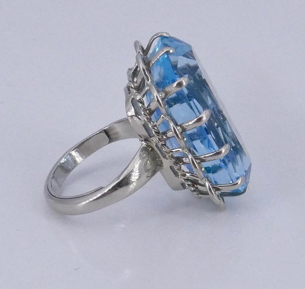Bague  cocktail aigue-marine "Santa-Maria" années 60-photo-1